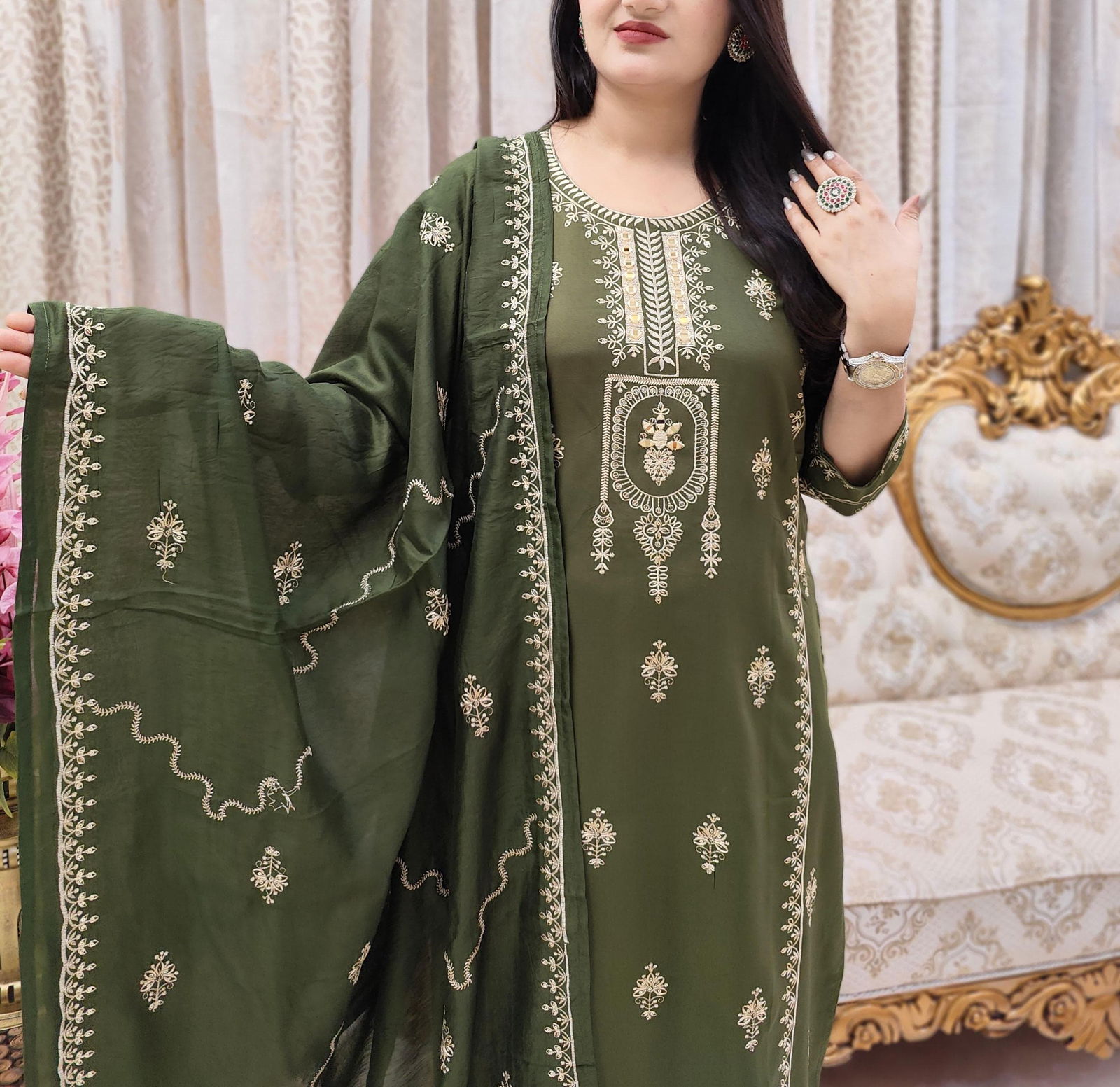 Akshar Designer Pakistani Style  Kurti With Bottom Dupatta Wholesalers In Delhi
